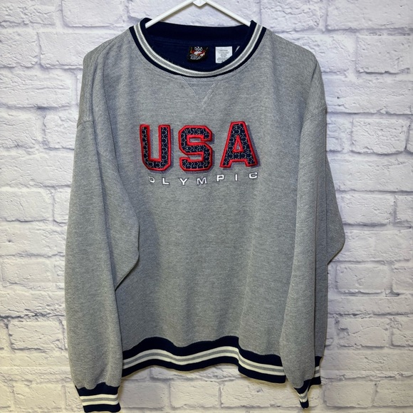 Vintage USA Olympic Grey Sweatshirt Large Sports JC Penny - Picture 1 of 9